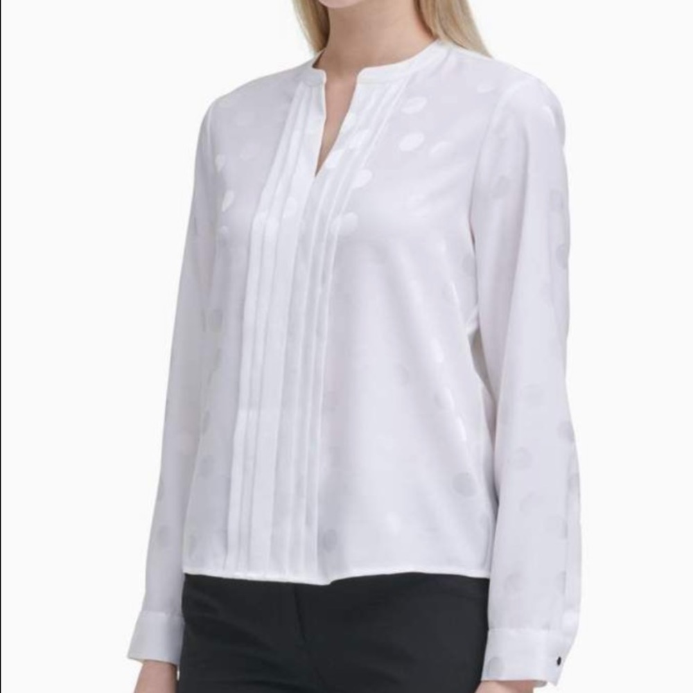 Calvin klein shadow dot pleaded long sleeve top